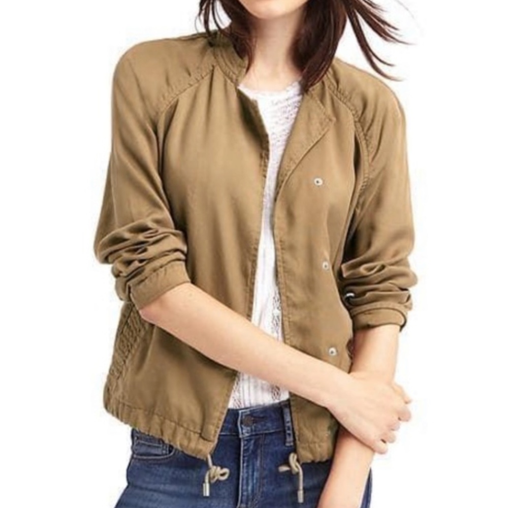 Gap | Snap Button Drawstring Long Sleeves Utility Bomber Jacket Cargo Coat